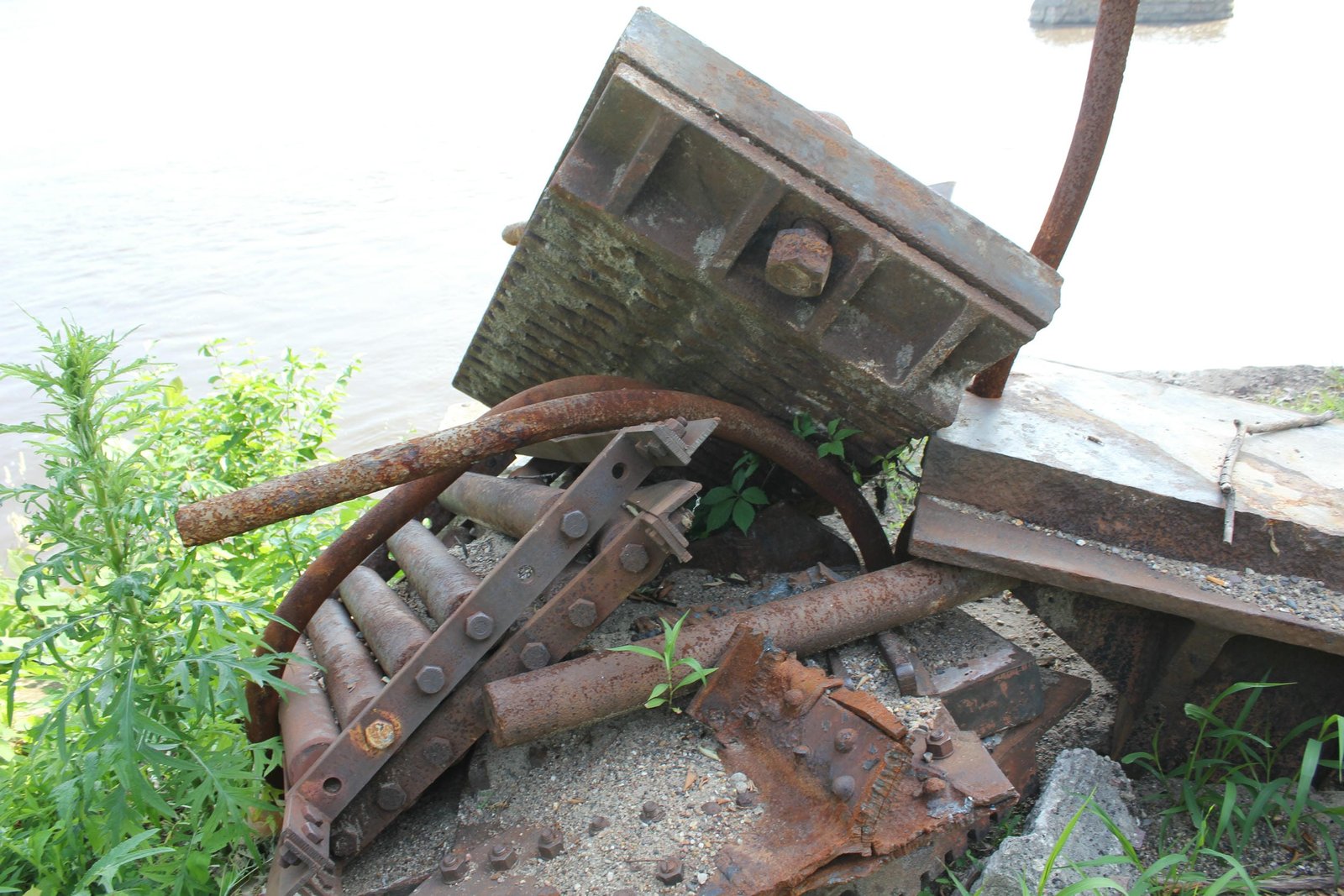 Scrap steel from bridge during demolition